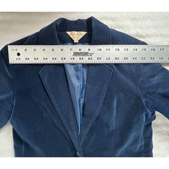 Vintage Dayne Taylor Womens Velvet Blazer 6 Single-Breasted Blue Pockets Japan - Picture 5 of 8